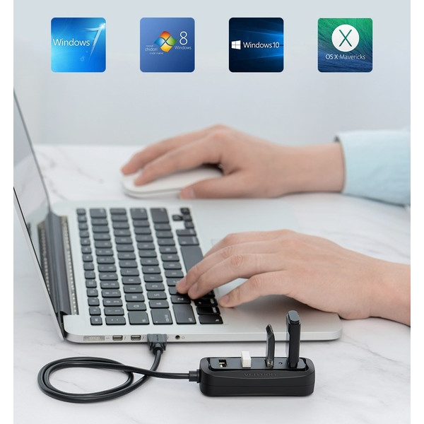 Фото - Хаб USB Vention USB Hub 4-Port 2.0 Black 0.15 m (VAS-J43-B015)