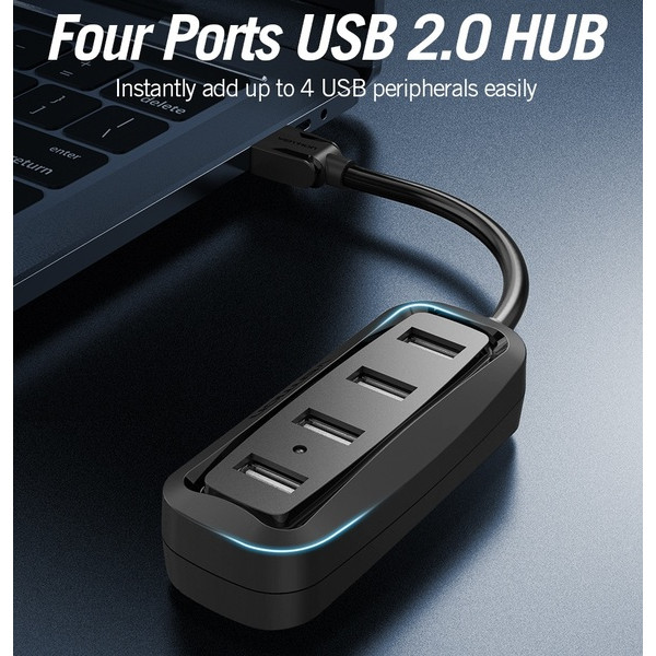 Фото - Хаб USB Vention USB Hub 4-Port 2.0 Black 0.15 m (VAS-J43-B015)