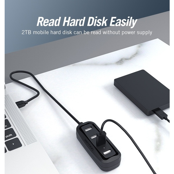 Фото - Хаб USB Vention USB Hub 4-Port 2.0 Black 0.15 m (VAS-J43-B015)