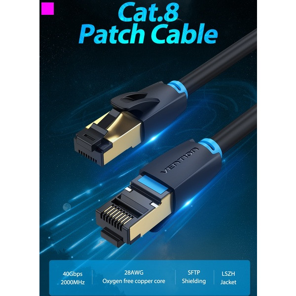 Фото - Кабель патч-корд Vention CAT 8 SFTP Ethernet, 0.5 m Black (IKABD)