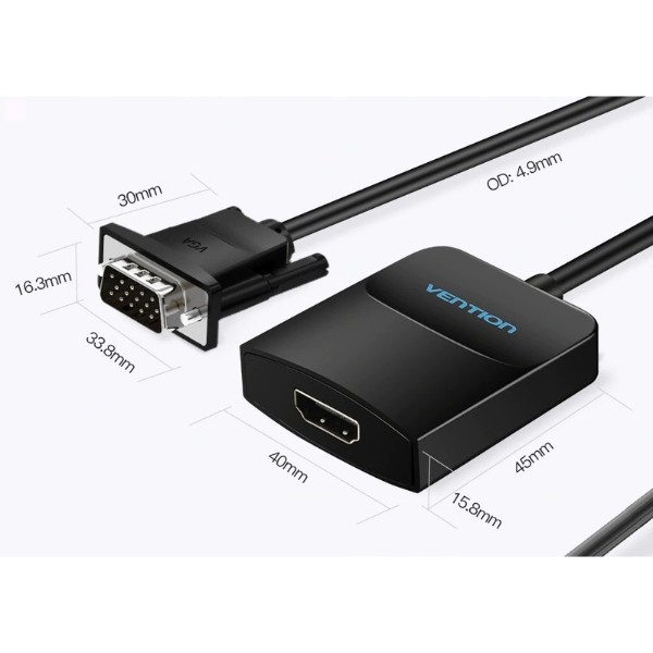Фото - Перехідник Vention VGA-HDMI 0.2 m(ACNBB)
