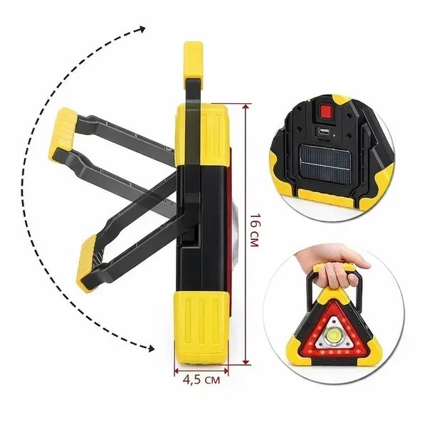 Фото - Знак аварійної зупинки Poputchik із сонячною панеллю, USB зарядкою та Power Bank 1200 mAh (HB-6609-IS)