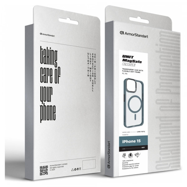 Фото - Чохол для смартфону Armorstandart Unit MagSafe for Apple iPhone 15 Grey (ARM74876)