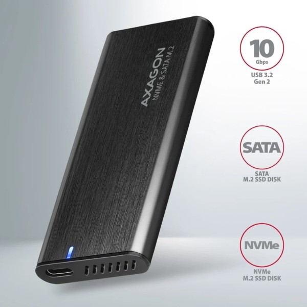 Фото - Внешний карман AXAGON SuperSpeed+ USB-C - M.2 NVMe & SATA SSD RAW box (EEM2-SB2)