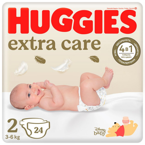 Фото - Одноразові підгузки Huggies Extra Care Size Розмір 2 (3-6 кг), 24 шт. (5029053550275)