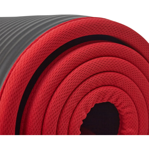 Фото - Коврик для йоги и фитнеса TECOFIT NBR с отделкой края тканью 183x61x1 см Black-Red + чехол-сумка в подарок (TOP18124795)
