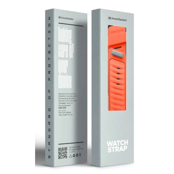 Фото - Ремешок для фитнес-браслета Armorstandart Silicone Tech for Whoop 5.0 Orange with Silver (ARM93099)