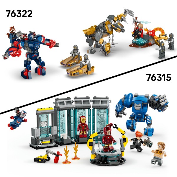 Фото - Конструктор LEGO  Super Heroes Marvel Железный человек и Боевая Машина против Хаммер Дронов (76320)