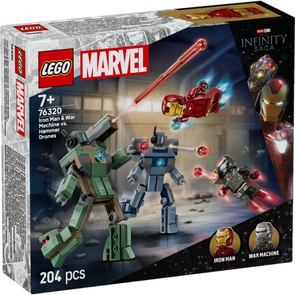 Фото - Конструктор LEGO  Super Heroes Marvel Железный человек и Боевая Машина против Хаммер Дронов (76320)