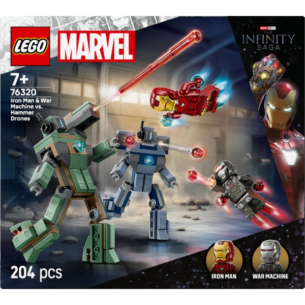 Фото - Конструктор LEGO  Super Heroes Marvel Железный человек и Боевая Машина против Хаммер Дронов (76320)