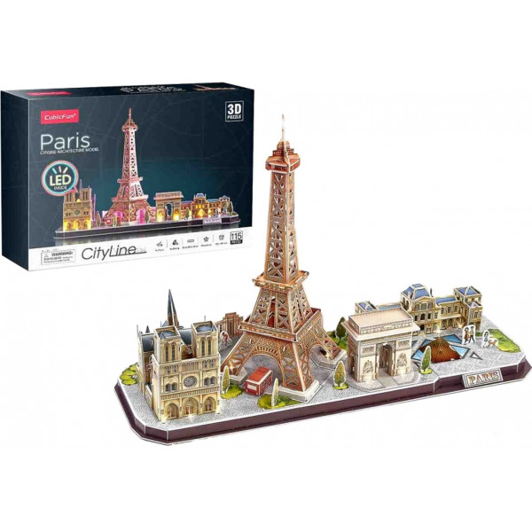 Фото - 3D пазли Cubic Fun City line Париж с LED-подсветкой (L525h)