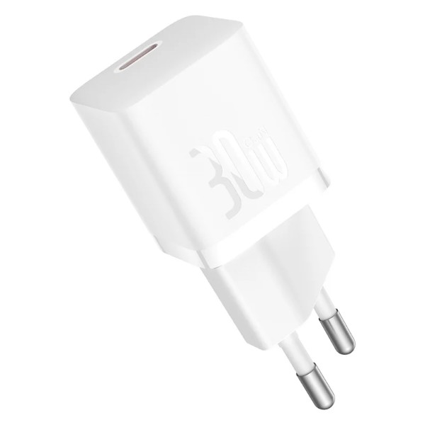 Фото - Мережевий зарядний пристрій Baseus GaN5 Fast Charger(mini) 1C 30W EU Moon White (P10110902213-00)