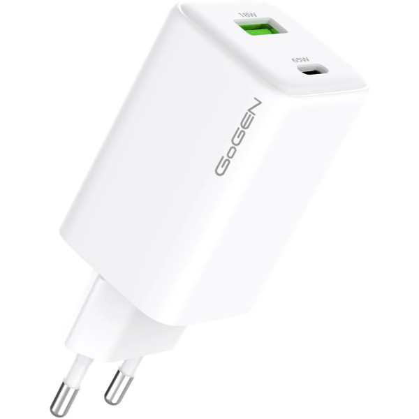 Фото - Сетевое зарядное устройство Gogen 1x USB-C PD 65W + 1x USB-A 18W (GOGACHPDQ265W01)
