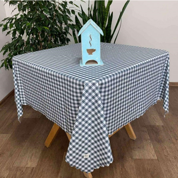 Фото - Скатертина прямокутна Прованс 180х136см Сіра клітинка (015132)