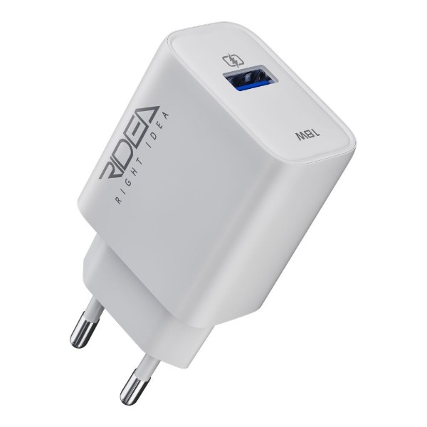 Фото - Мережевий зарядний пристрій Ridea Rapid 1USB QC 18W+Type-C White (RW-18121)