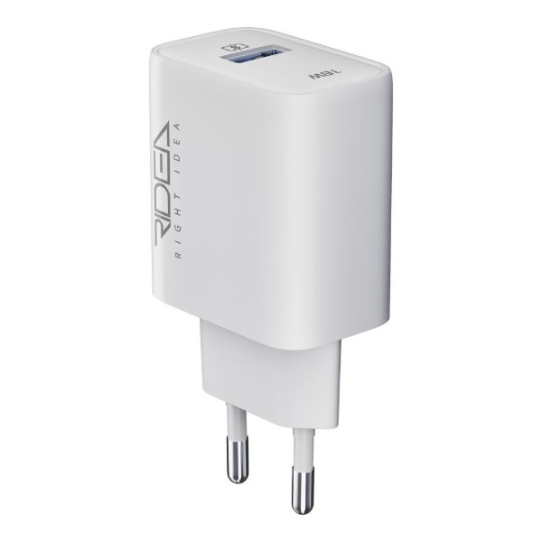 Фото - Мережевий зарядний пристрій Ridea Rapid 1USB QC 18W+Type-C White (RW-18121)