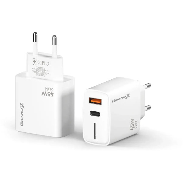 Фото - Мережевий зарядний пристрій Grand-X CH-460W USB A+Type-C 45W Quick Charge QС3.0 (3000001626015)