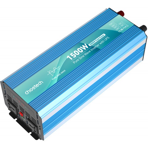 Фото - Інвертор автомобільний Choetech 12V 220V 1500Вт (INV-C1500WUPS-EU)
