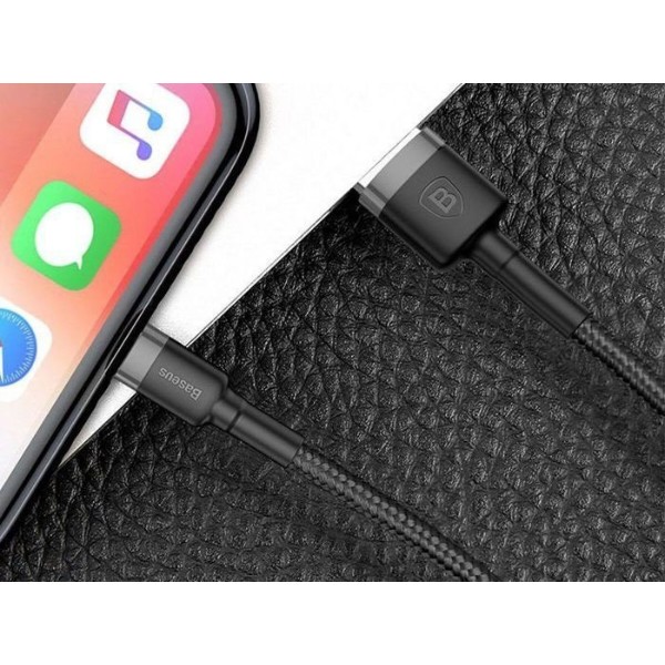 Фото - Кабель Baseus Cafule USB Type-C 1m Black/Grey (CATKLF-BG1)