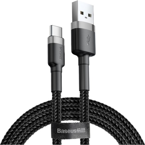 Фото - Кабель Baseus Cafule USB Type-C 1m Black/Grey (CATKLF-BG1)