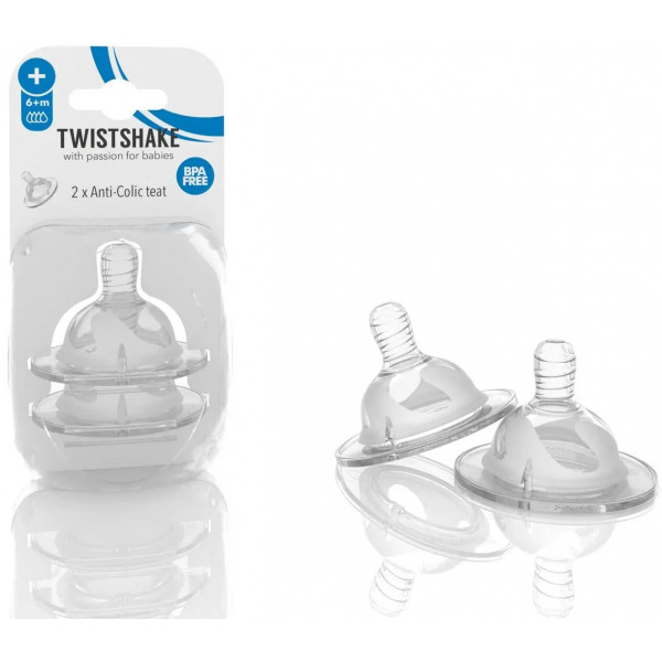 Фото - Середній потік соска дитяча силіконова Twistshake Plus 2 шт. 6+ міс (78022)