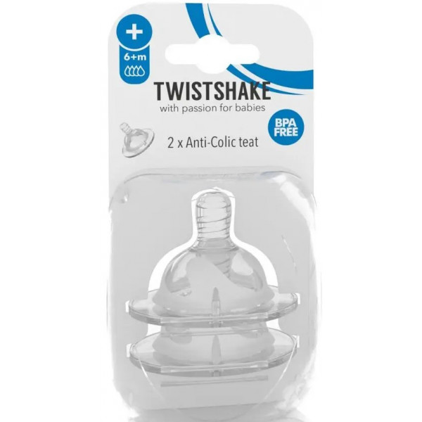Фото - Середній потік соска дитяча силіконова Twistshake Plus 2 шт. 6+ міс (78022)