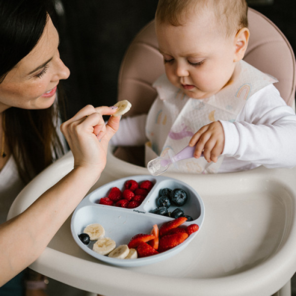 Фото - Набір дитячих столових приборів для малюка BabyOno М'ятна/Сіра (784/02)