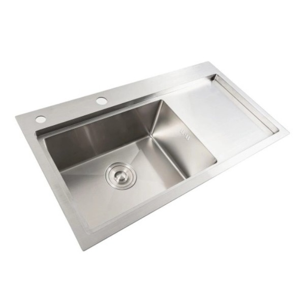 Фото - Мойка кухонная Platinum 78x43 L Handmade (два отверстия, круглый сифон 3,0/0,8)