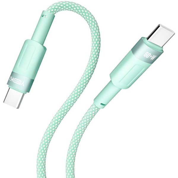 Фото - Кабель YOKI STYLE Type-C to Type-C 60W 1.2m Green (YK-ST41)
