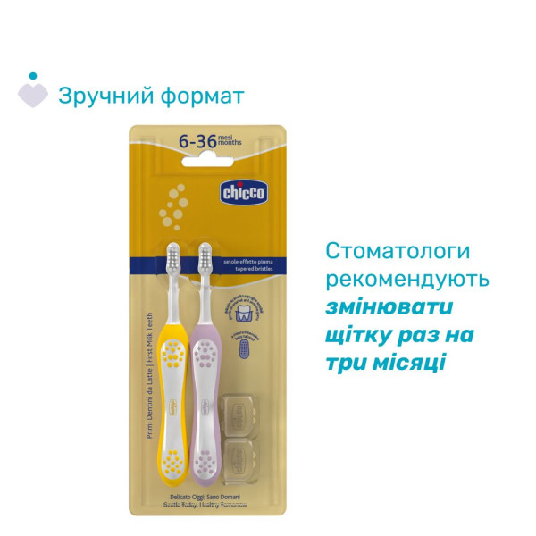 Фото - Зубная щетка мануальная детская Chicco 6-36 міс. 2 шт. (девочка) (12082.00)