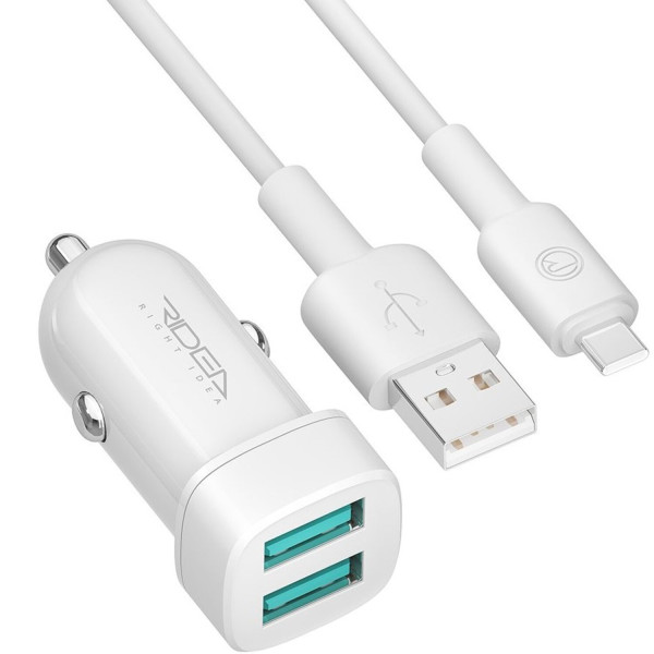 Фото - Автомобільний зарядний пристрій Ridea Grand Type-C 2USB 2.4 A White (RCC-21212)