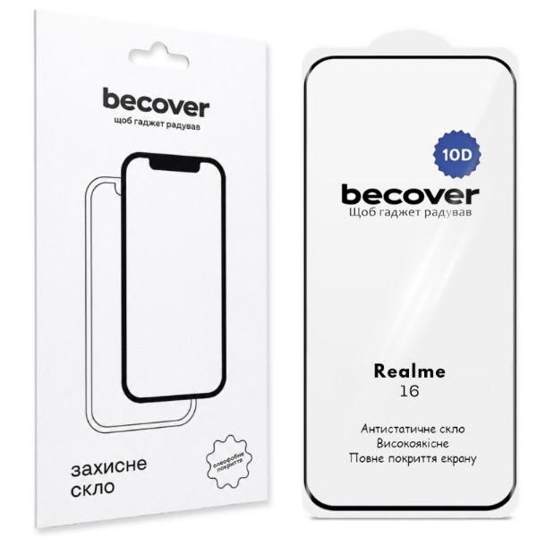 Фото - Защитное стекло для смартфона BeCover for Realme 16 10D Black (716100)