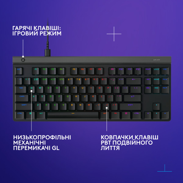 Фото - Клавіатура дротова ігрова Logitech G515 TKL Wired Gaming Keyboard Black (920-014133)