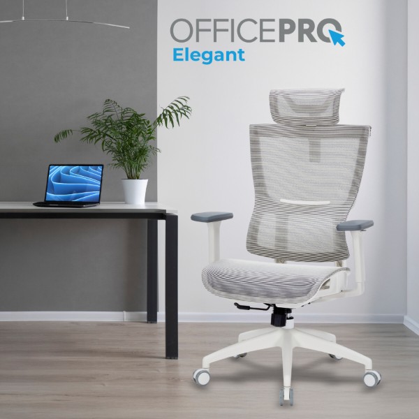 Фото - Крісло офісне OfficePro Elegant (OC660-W-LG-LG) White/Light Gray