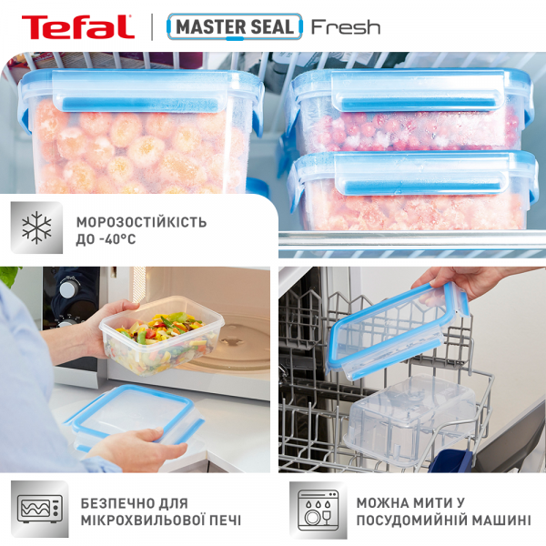 Фото - Набор емкостей для хранения Tefal K3029012 Master Seal 5 шт (0,15 л/ 0,55 л/ 1,0 л/ 0,2 л/ 3,7 л)