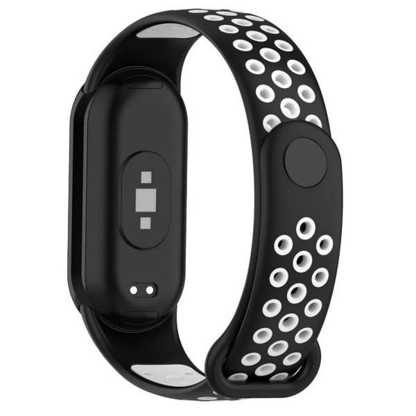 Фото - Ремінець для фітнес-браслета BeCover Vents Style for Xiaomi Mi Smart Band 10 Black-White (713630)