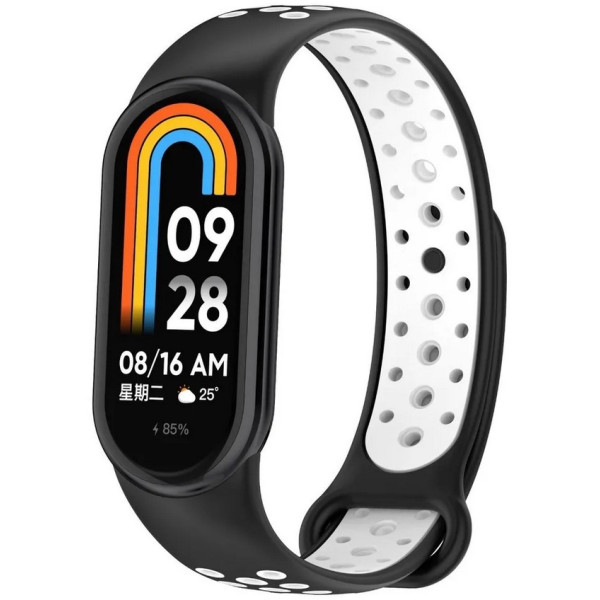 Фото - Ремінець для фітнес-браслета BeCover Vents Style for Xiaomi Mi Smart Band 10 Black-White (713630)
