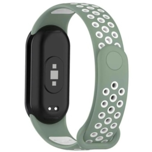 Фото - Ремінець для фітнес-браслета BeCover Vents Style for Xiaomi Mi Smart Band 10 Pine Green-White (713633)