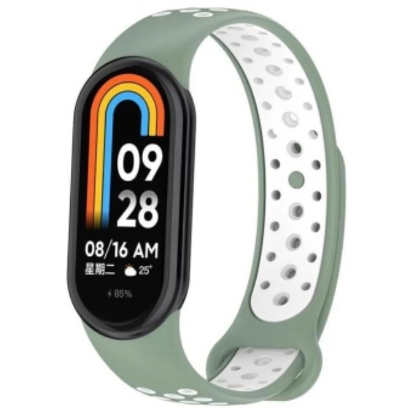 Фото - Ремінець для фітнес-браслета BeCover Vents Style for Xiaomi Mi Smart Band 10 Pine Green-White (713633) Фото - Ремінець для фітнес-браслета BeCover Vents Style for Xiaomi Mi Smart Band 10 Pine Green-White (713633)