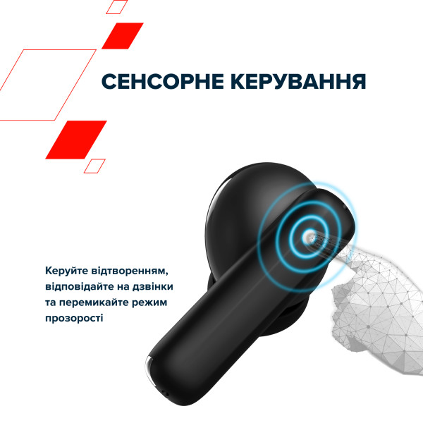Фото - Навушники вкладиші бездротові TWS Canyon OnGo TWS-10 ANC ENC Deep Black (CNS-TWS10B)