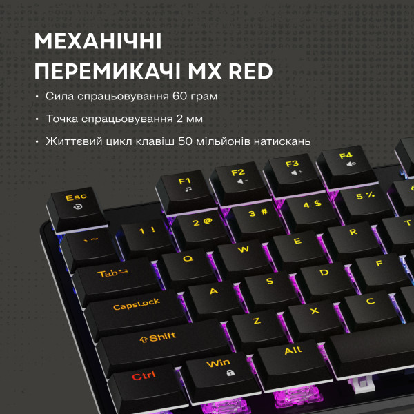 Фото - Клавиатура проводная игровая Canyon Cometstrike GK-50 RGB TKL ENG/UKR Black (CND-SKB50-US)