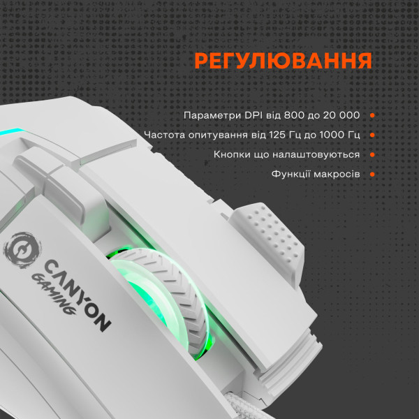 Фото - Миша дротова ігрова Canyon Fortnax GM-636 White (CND-SGM636W)