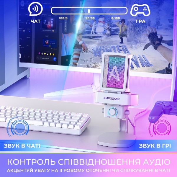 Фото - Микрофон для компьютера проводной Fifine Ampligame Q8PROW USB White