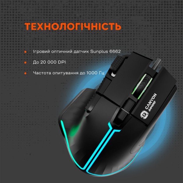 Фото - Мышь проводная игровая Canyon Fortnax GM-636 Black (CND-SGM636B)