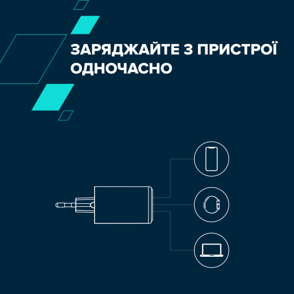 Фото - Мережевий зарядний пристрій Canyon CU65ACC GaN 65W 2xPD 1xQC White (CNS-CUW65ACC)