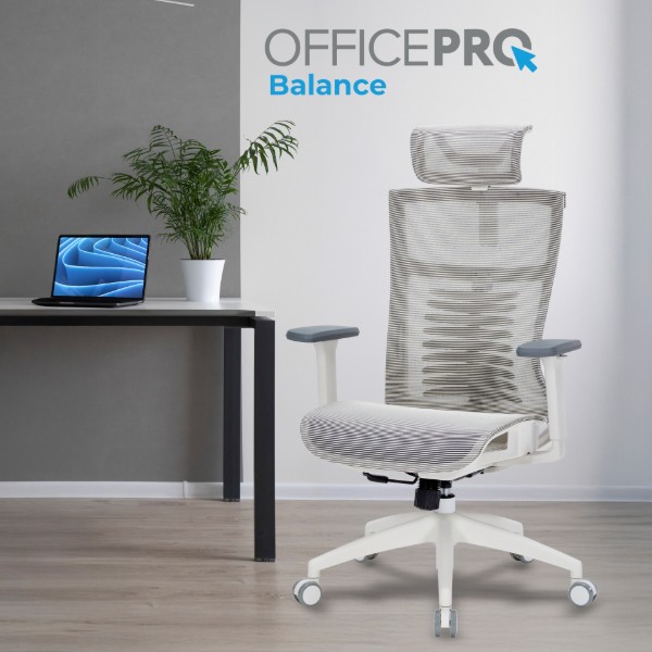 Фото - Крісло офісне OfficePro Balance (OC620-W-LG-LG) White/Light Gray