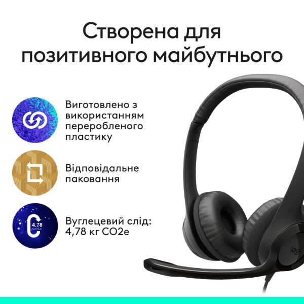 Фото - Гарнитура проводная Logitech H390 USB-C Midnight Black (981-001576)