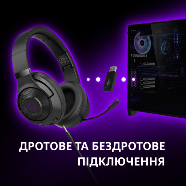Фото - Гарнітура бездротова ігрова Lorgar Noah 702 Black (LRG-GHS702)