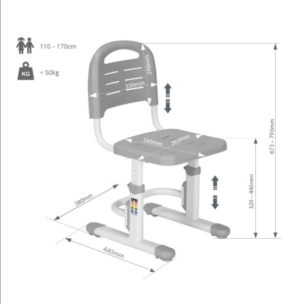 Фото - Стілець шкільний FunDesk SST3L Grey