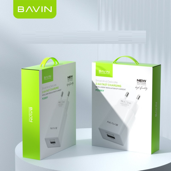 Фото - Сетевое зарядное устройство Bavin PC895Y-M 18W USB-A 2.4A Fast Charging +USB-A/Micro-USB White (C-PC895Y-M WH)